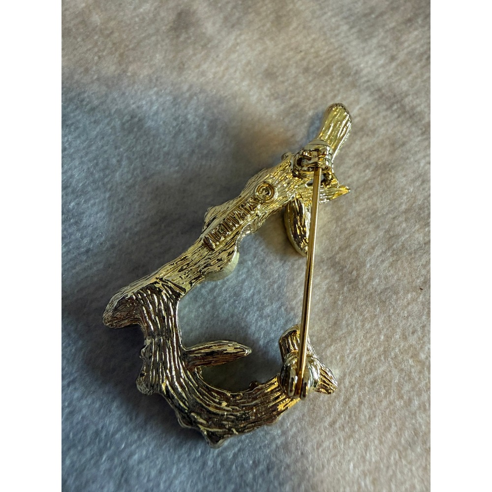 Sarah Coventry Vintage Gold Tone Textured Branch Leaf Bamboo Brooch Pin - Picture 3 of 6